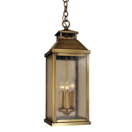 Arroyo Craftsman 7" Canterbury Long Body Pendant, Raw Copper, Amber Mica Glass CAH-7LM-RC